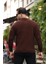 Modern Fit Polo Yaka Çizgili Triko Kazak - Kahve 4