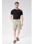 Erkek Beli Lastikli Bağcıklı Keten Karışımlı Slim Fit Jogger Şort Yeşil 1
