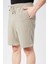 Erkek Beli Lastikli Bağcıklı Keten Karışımlı Slim Fit Jogger Şort Yeşil 5