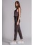 Kadın Yandan Cepli Arka Cep Fleto Beli Lastikli ve Pilili Slim Fit Pantolon Kahverengi 1