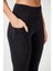 Kadın Siyah Yüksek Bel Toparlayıcı Çift Cepli Ispanyol Paça Tayt Bootcut 3