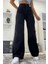 Kadın Siyah Süper Yüksek Bel Bol Paça Jeans - Likralı Wide Leg Kot Pantolon 1