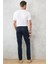 Erkek Lacivert Slim Fit Dar Kesim Pamuklu Esnek Chino Pantolon 8