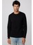 Unisex Relax Fit Rahat Kesim Pamuklu Basic Siyah Bisiklet Yaka Sweatshirt 2