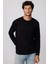 Unisex Relax Fit Rahat Kesim Pamuklu Basic Siyah Bisiklet Yaka Sweatshirt 3