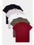 Erkek 5'li Paket Siyah-Gri-Beyaz-Haki-Bordo Slim Fit Dar Kesim Pamuklu Düz Pike Polo Yaka Tişört 1