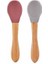 Silikon Mama Kaşığı 2'li Bambu Saplı - Powder Grey/velvet Rose 1