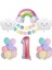 Yaş Gökkuşağı Bulut Konsepti Doğum Günü Parti Kutlama Seti Renkli Ebatlar ve Neşeli Desenler 4