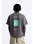 Bisiklet Yaka Unknown Desire Baskılı Oversize Füme Erkek T-Shirt 1