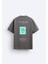 Bisiklet Yaka Unknown Desire Baskılı Oversize Füme Erkek T-Shirt 3