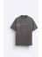 Bisiklet Yaka Unknown Desire Baskılı Oversize Füme Erkek T-Shirt 4