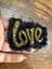 Siyah Kot Love Yazılı Zımbalı Arma Dikiş Aplike 8x5 cm 1