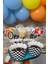 Retro Yarış Arabaları Konsept Kürdan Süsleri Cupcake Süsleri Büyük Boy 10LU Paket 1