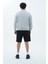 Gri Melanj Yarım Fermuarlı Pamuklu Erkek Oversize Sweatshirt 2