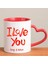 Kişiye Özel I Love You Kırmızı Kalp Kulplu Kupa Bardak 80287 1