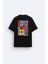 We Love Play Basket Yazılı Basket Tasarım Baskılı Oversize Siyah Erkek T-Shirt 5