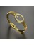 Zirkon Taşlı Gold Renk Çeyrek Altın Monte Edilebilir 316 Paslanmaz Çelik Kelepçe Bileklik 1