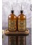 500ML Amber Renkli Ahşap Stantlı Vintage Desenli Cam Yağdanlık 2'li Set Zeytinyağı Sıvıyağ Şişesi 1