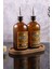 500ML Amber Renkli Ahşap Stantlı Vintage Desenli Cam Yağdanlık 2'li Set Zeytinyağı Sıvıyağ Şişesi 3