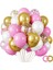 10 adet Pembe-Beyaz Krom Gold- şeffaf Konfetili Kaliteli balon seti 1