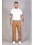 Erkek Camel Baggy Fit Rahat Kalıp Kargo Pantolon 5