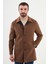 Düz Siyah Kamel Slim Fit Gömlek Yaka Çift Taraflı Erkek Trench Coat 1