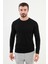 Düz Siyah Slim Fit Bisiklet Yaka Uzun Kollu Erkek T-Shirt 1