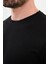 Düz Siyah Slim Fit Bisiklet Yaka Uzun Kollu Erkek T-Shirt 2