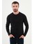 Düz Siyah Slim Fit Bisiklet Yaka Uzun Kollu Erkek T-Shirt 1