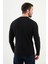 Düz Siyah Slim Fit Bisiklet Yaka Uzun Kollu Erkek T-Shirt 3