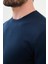 Düz Lacivert Slim Fit Bisiklet Yaka Uzun Kollu Erkek T-Shirt 2