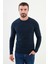 Düz Lacivert Slim Fit Bisiklet Yaka Uzun Kollu Erkek T-Shirt 1