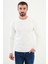 Düz Ekru Slim Fit Bisiklet Yaka Uzun Kollu Erkek T-Shirt 1