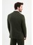 Çizgili Haki Slim Fit Geniş Yaka Kruvaze Klasik Erkek Takım Elbise 5