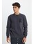 Regular Fit Normal Kesim Bisiklet Yaka İçi Polarlı Antrasit Sweatshirt 1