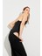 Taş Detaylı Sırt Dekolteli Askılı Siyah Bodysuit 3
