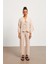 Fiyonklu Müslin Kumaş Kimono Bej Bluz 1