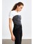 Düz Yakalı Kemerli Antrasit Kadın Denim Crop Top 4