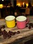Emaye Kupa - Vintage Kamp Kahve Çay Kupası - Sarı Kırmızı - 10 cm - 400 ml - 2'li 1