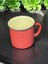 Emaye Kupa - Vintage Kamp Kahve Çay Kupası - Turkuaz Kırmızı - 10 cm - 400 ml - 2'li 3