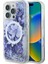 Apple iPhone 16 Pro Uyumlu Kılıf Guess Orjinal Lisanslı Magsafe Özellikli Sıvılı Simli Çiçek Desenli Mor 1