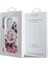 Apple iPhone 16 Pro Max Uyumlu Kılıf Guess Orjinal Lisans Magsafe Özellik Sıvılı Simli Çiçek Desenli Pembe 5