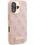 Apple iPhone 16 Kılıf Guess Orjinal Lisanslı Magsafe Özellik Pu 4g Desenli Metal Plaka Klasik Logolu Pembe 3