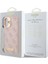 Apple iPhone 16 Kılıf Guess Orjinal Lisanslı Magsafe Özellik Pu 4g Desenli Metal Plaka Klasik Logolu Pembe 5
