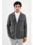 Düz Gri Slim Fit Torba Cep Erkek Trench Coat 1