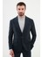 Kırçıllı Lacivert Slim Fit Kemer Detaylı Geniş Yaka Yün Erkek Takım Elbise 1