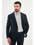 Kırçıllı Lacivert Slim Fit Kemer Detaylı Geniş Yaka Yün Erkek Takım Elbise 4