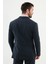 Kırçıllı Lacivert Slim Fit Kemer Detaylı Geniş Yaka Yün Erkek Takım Elbise 5