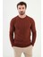 Desenli Kiremit Rengi Slim Fit Bisiklet Yaka Uzun Kollu Erkek T-Shirt 1