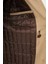 Düz Bej Slim Fit Torba Cep Erkek Trench Coat 5